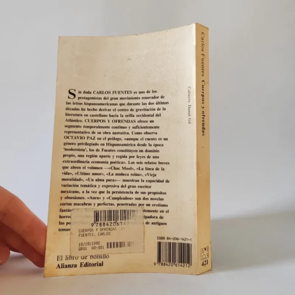 Cuerpos y ofrendas. Carlos Fuentes, tania księgarnia hiszpańska, książki po hiszpańsku