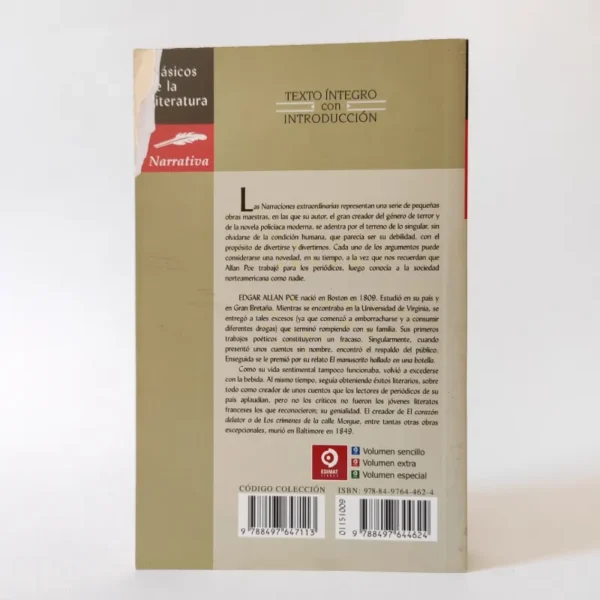 Narraciones extraordinarias (I). Edgar Allan Poe, książka po hiszpańsku