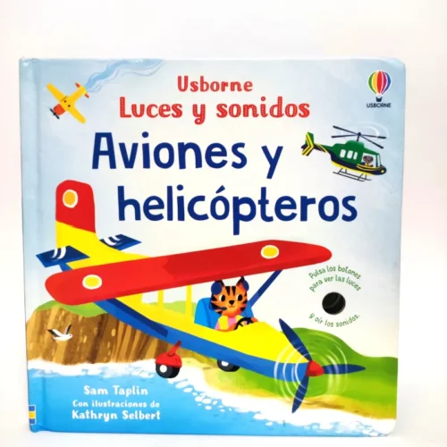 Aviones y helicópteros (Luces y sonidos) Usborne, książka po hiszpańsku