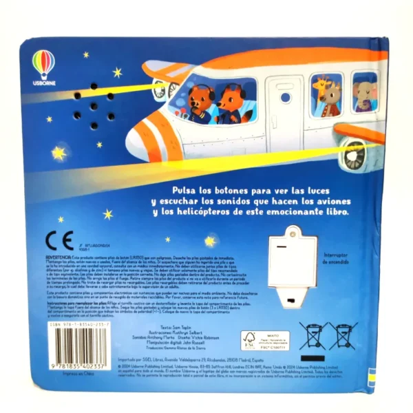 Aviones y helicópteros (Luces y sonidos) Usborne, książka po hiszpańsku